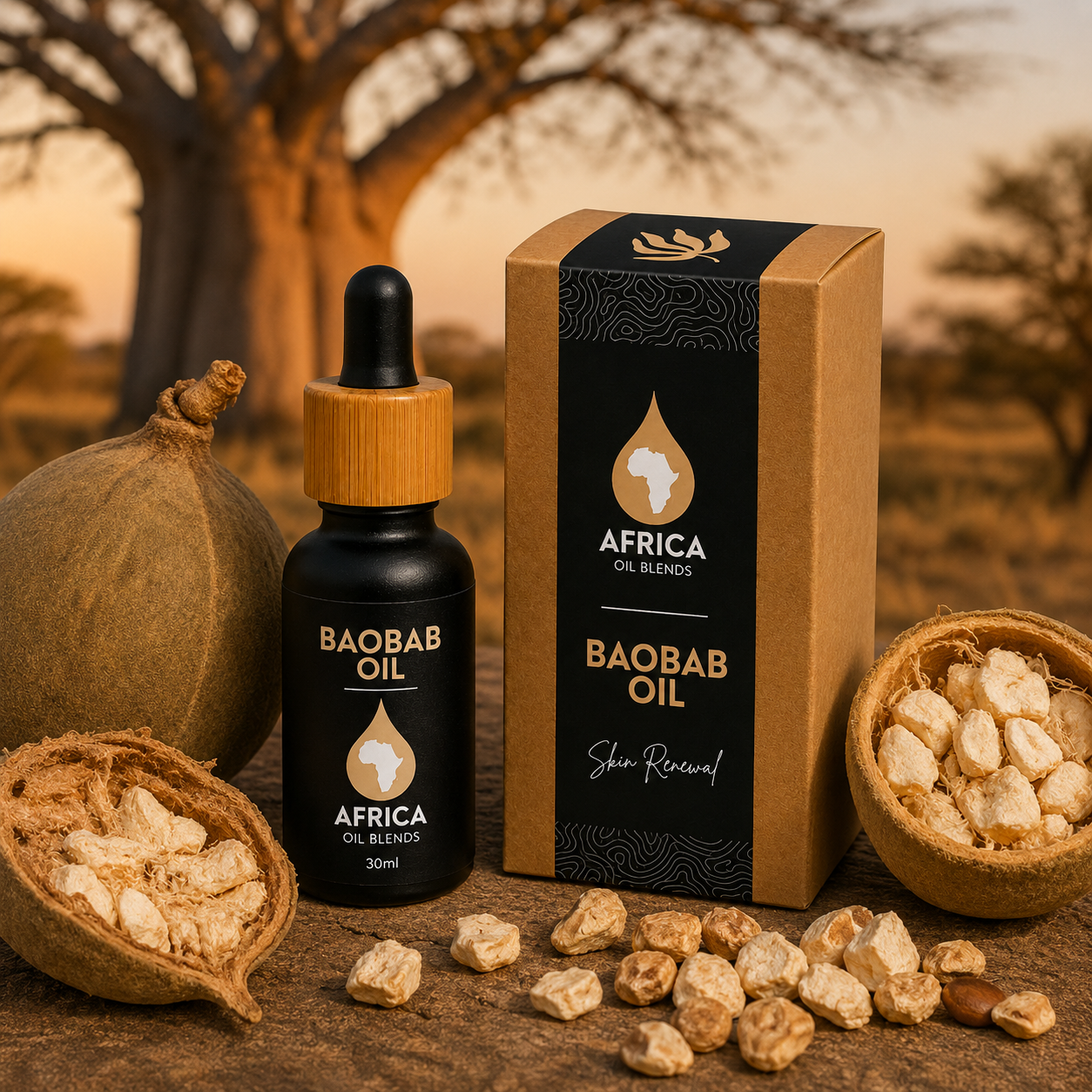 Baobab tree and seeds