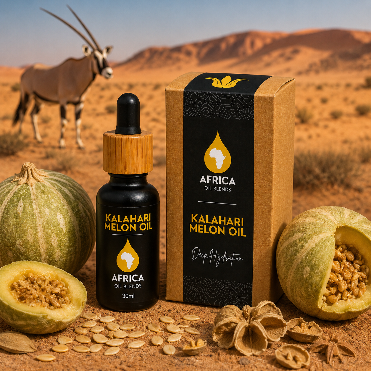 Kalahari melon oil with gemsbok