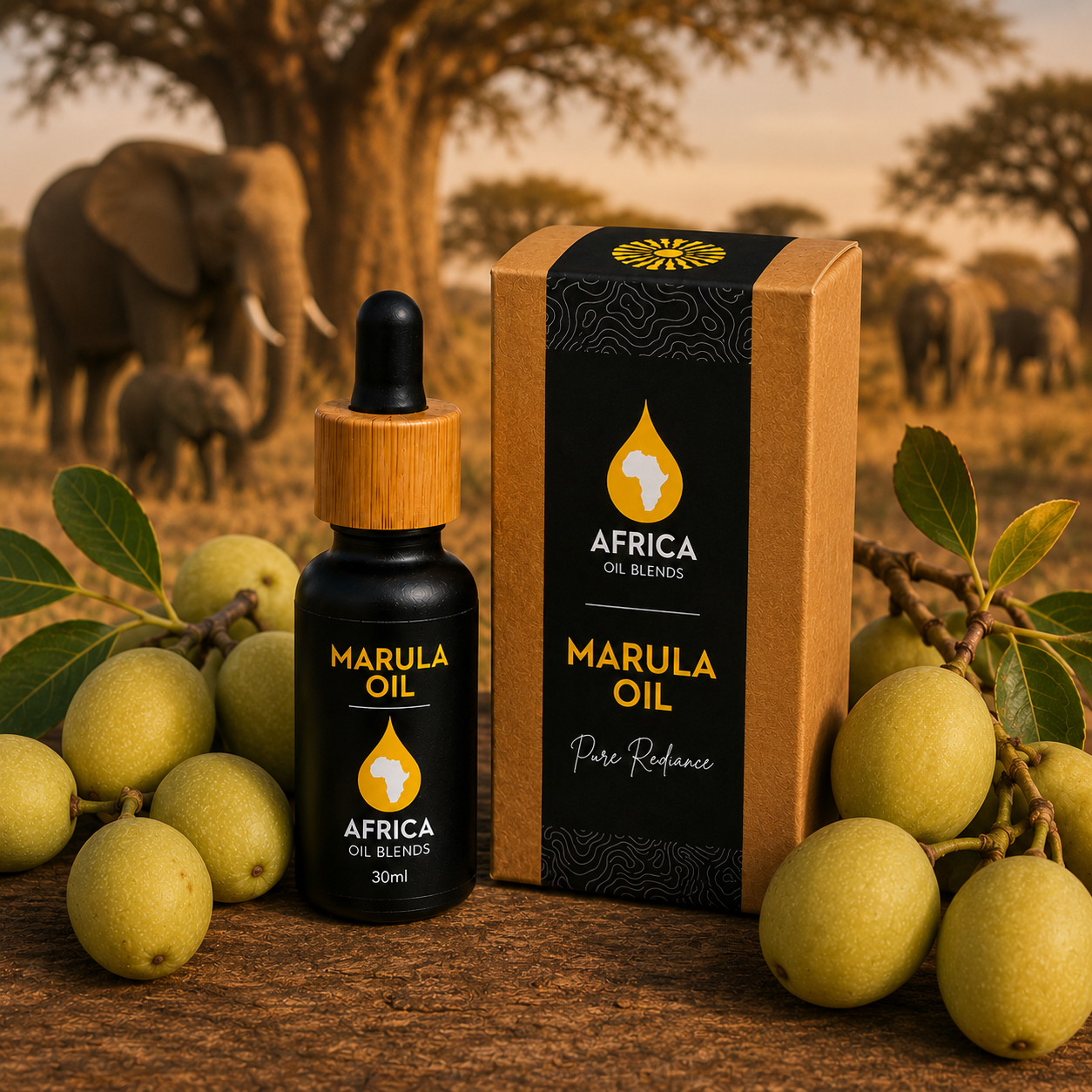 Marula oil and fruits